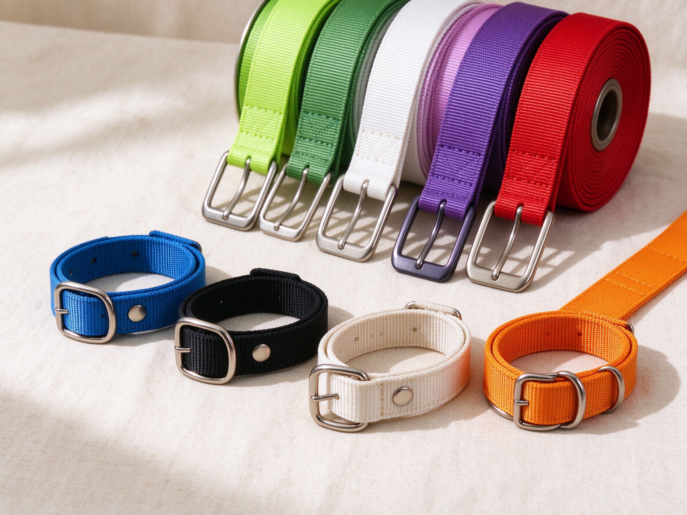 Nylon webbing and nylon ribbon for dog collars and outdoor gear